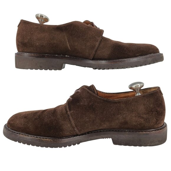 Salvatore Ferragamo Italy Brown Suede Plain-toe Derby Mens 7 Dress Shoes Oxfords - Picture 8 of 10